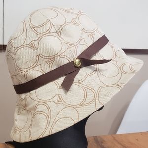 Coach Bucket/Sun Hat with Ribbon & Bling NWOT
